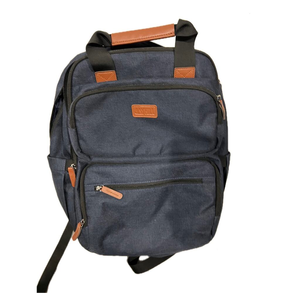 Jayhill Blue Color with Faux Leather Padded Laptop Backpack